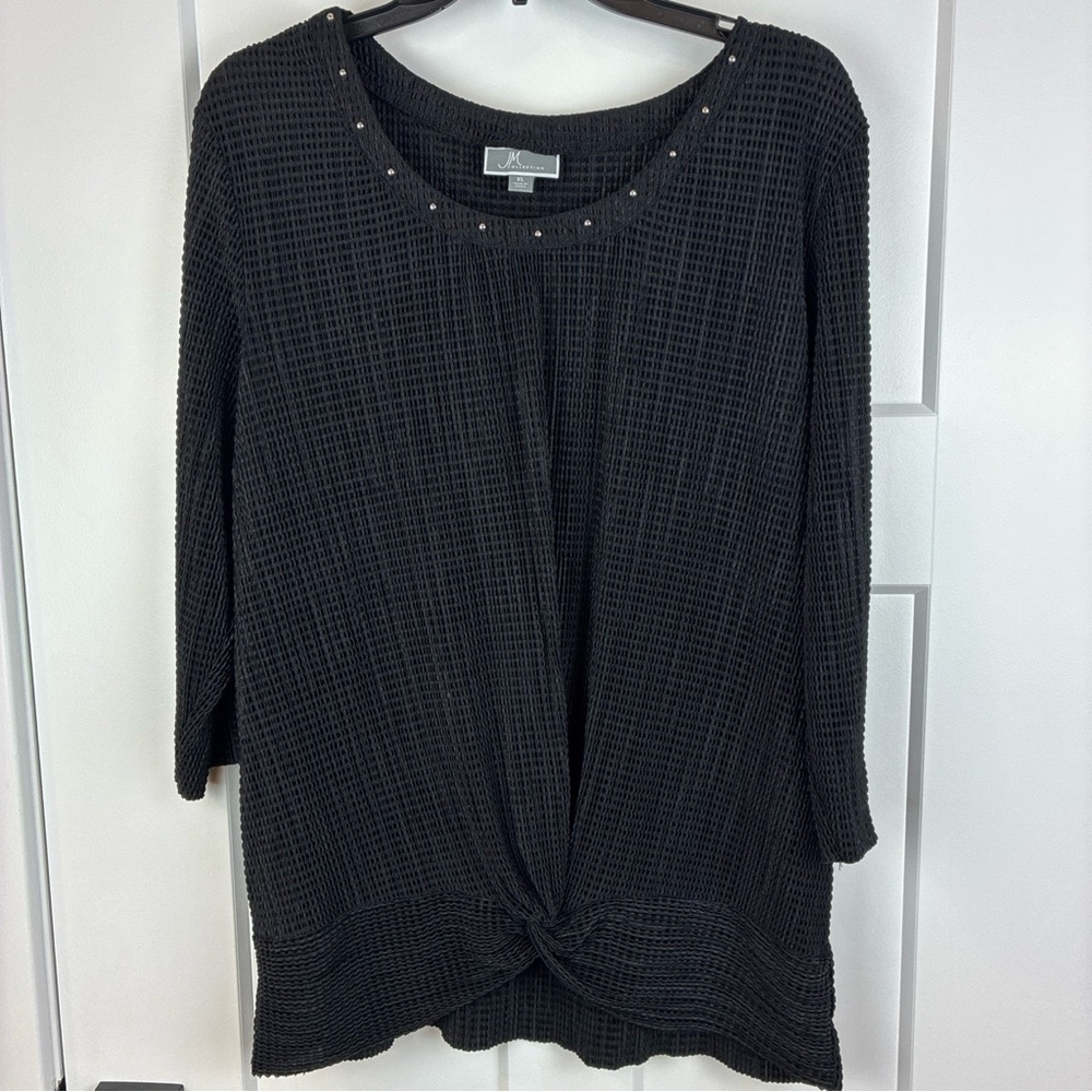 J M Collection Black Textured Women's Tunic Shirt Top Size XL  f
